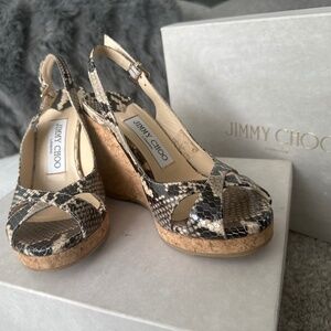 Namely snake print sling back sandal